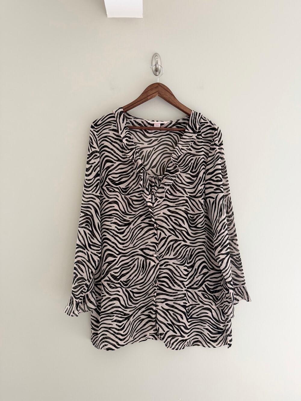 VICTORIA'S SECRET Vintage Zebra Print Sheer Robe Swim Cover Size Women's Large